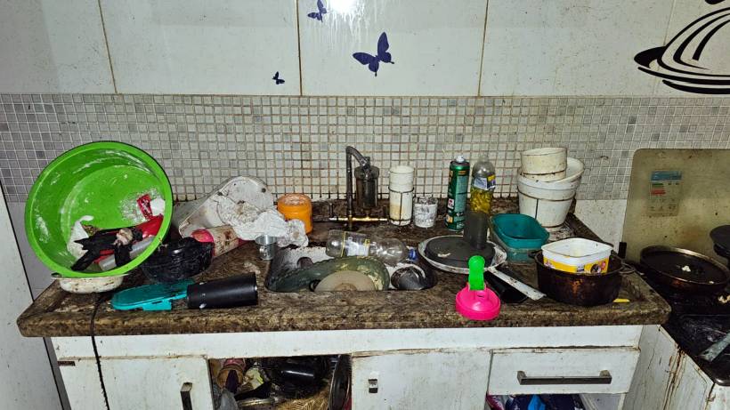 Gêmeos de 3 anos são resgatados sozinhos em meio a lixo e até fezes em apartamento