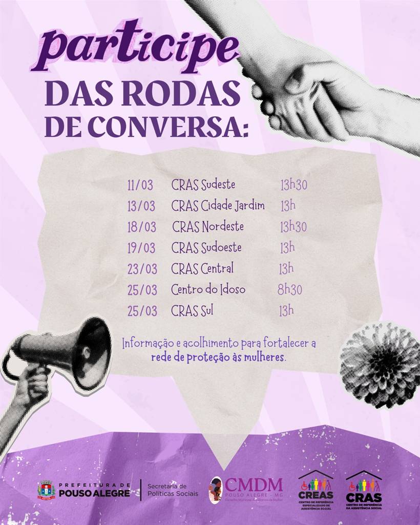 Pouso Alegre recebe encontros de orientação e acolhimento para enfrentar violência contra a mulher