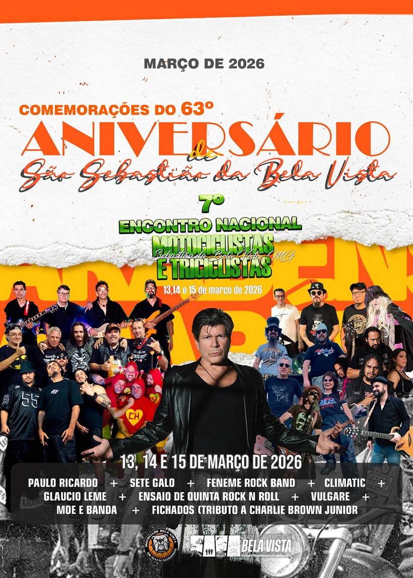 São Sebastião da Bela Vista celebra 63 anos com shows e encontro de motociclistas e triciclistas
