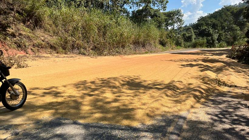 Motorista é preso por direção perigosa após caminhão tombar na MG-179