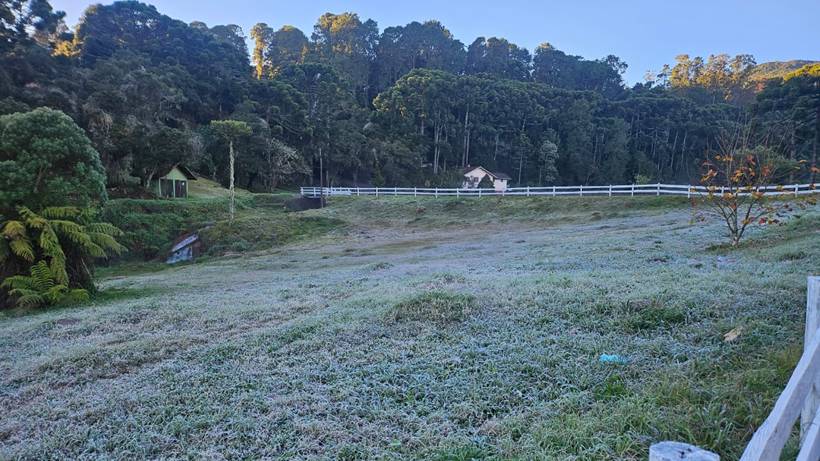 Geada cobre Monte Verde após temperatura chegar a 0,4°C
