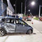 Carro atinge motorista que deixa garagem de empresa em Pouso Alegre. Foto Terra do Mandu