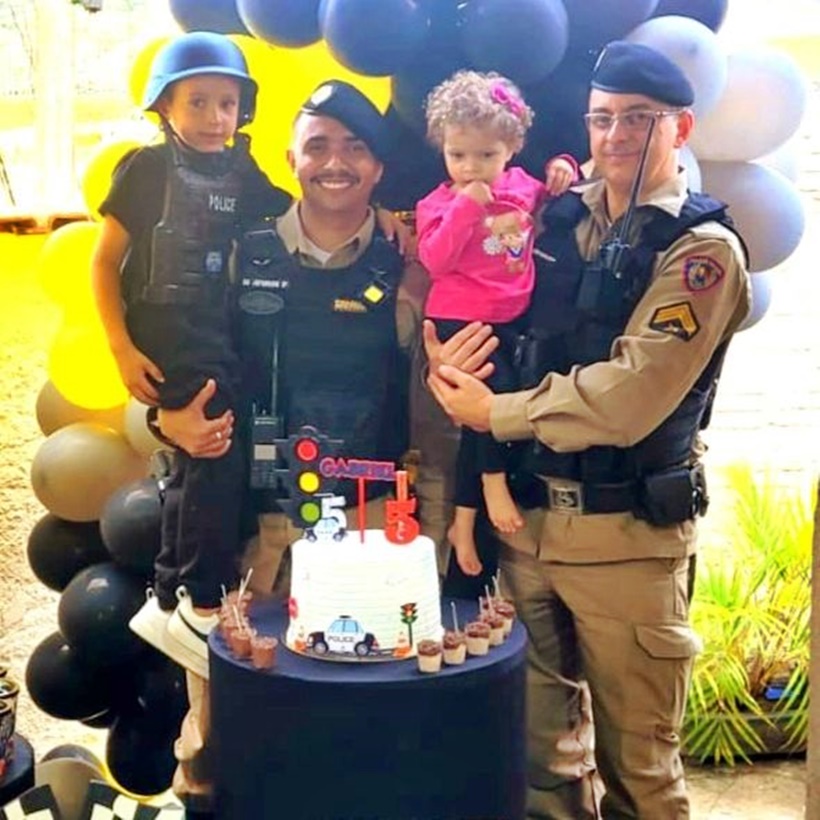 Gabriel completa 5 anos com festa temática da Polícia Militar em Itajubá