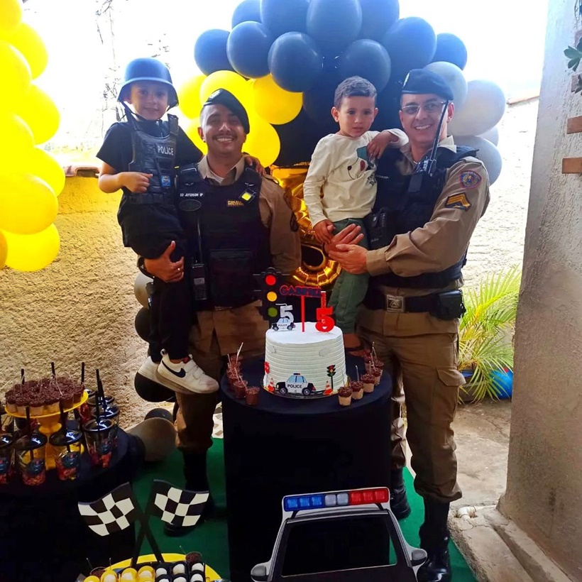 Gabriel completa 5 anos com festa temática da Polícia Militar em Itajubá