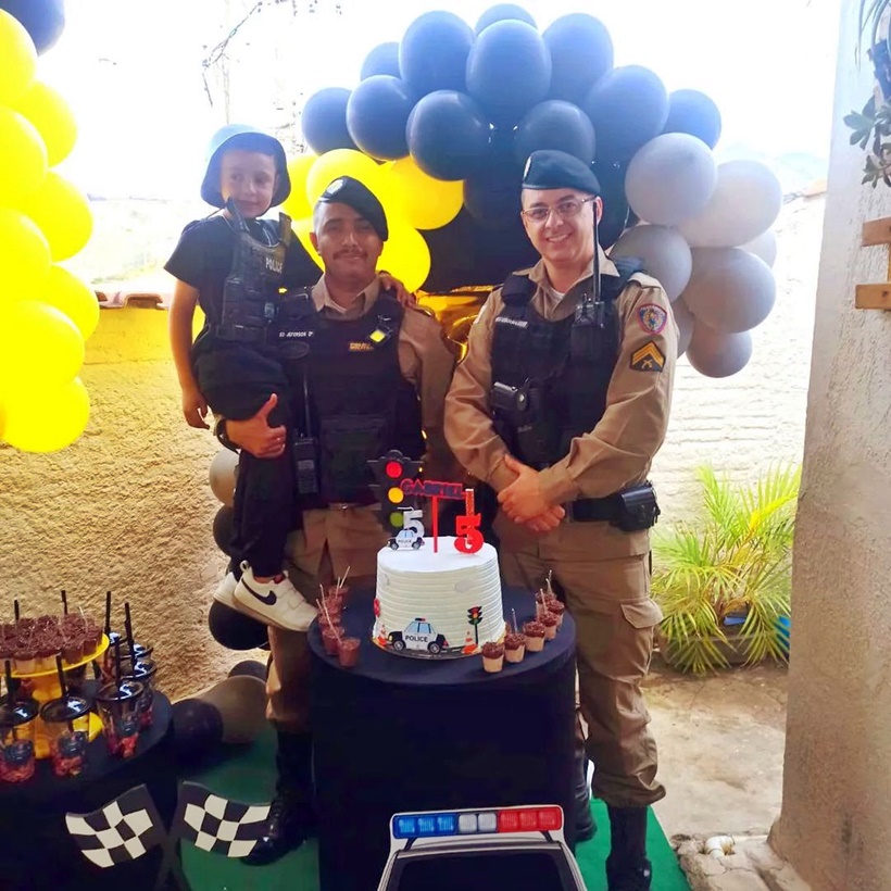 Gabriel completa 5 anos com festa temática da Polícia Militar em Itajubá