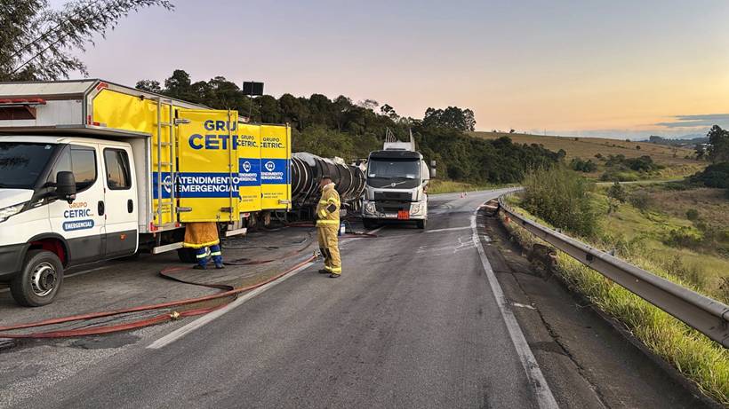 Fernão Dias tem mais de 30h de congestionamento para retirada de caminhão-tanque incendiado