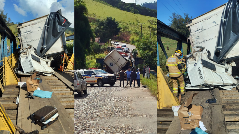 Uma pessoa morre após caminhões baterem em ponte, em Munhoz