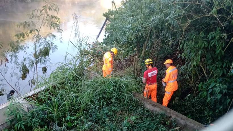 Mula é resgatada exausta e após ficar atolada às margens do Rio Sapucaí