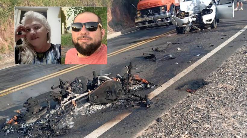 Mãe e filho morrem após colisão frontal entre moto e carro na MGC-146, em Jacutinga
